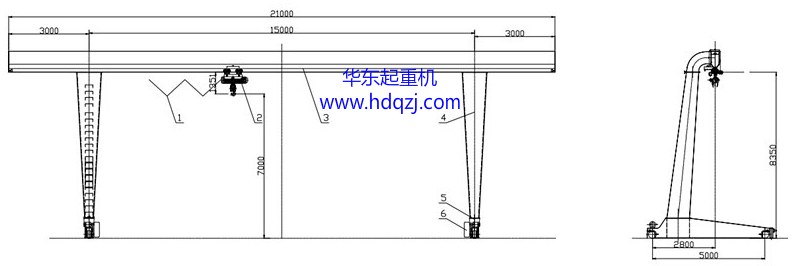 MHL型電動(dòng)葫蘆偏掛門(mén)式起重機(jī)圖紙